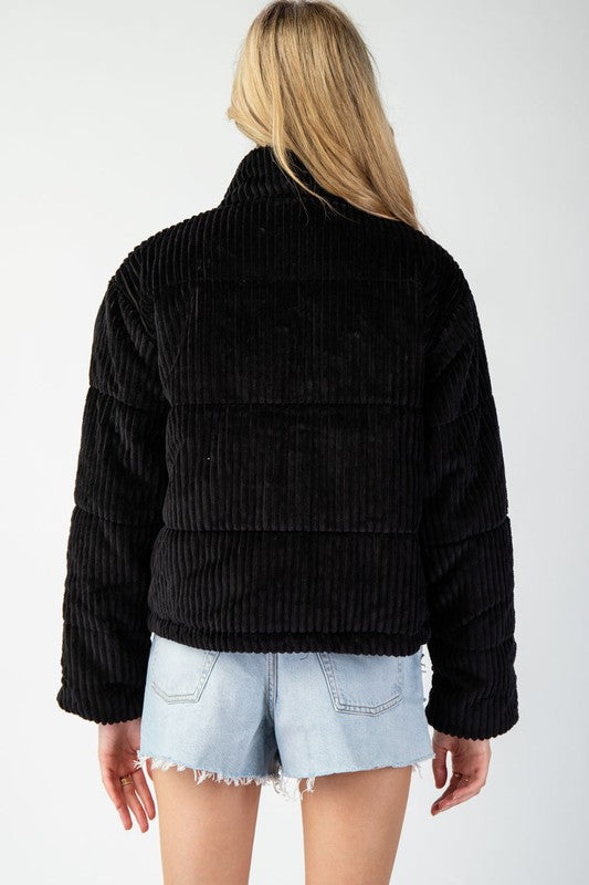 Black Corduroy Zip Up Jacket
