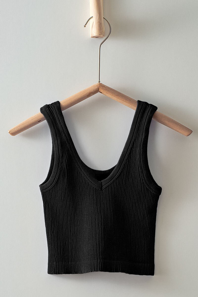 Black Seamless Crop Tank
