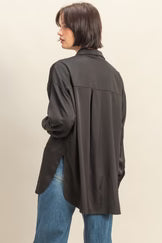 Black Oversized Satin Shirt