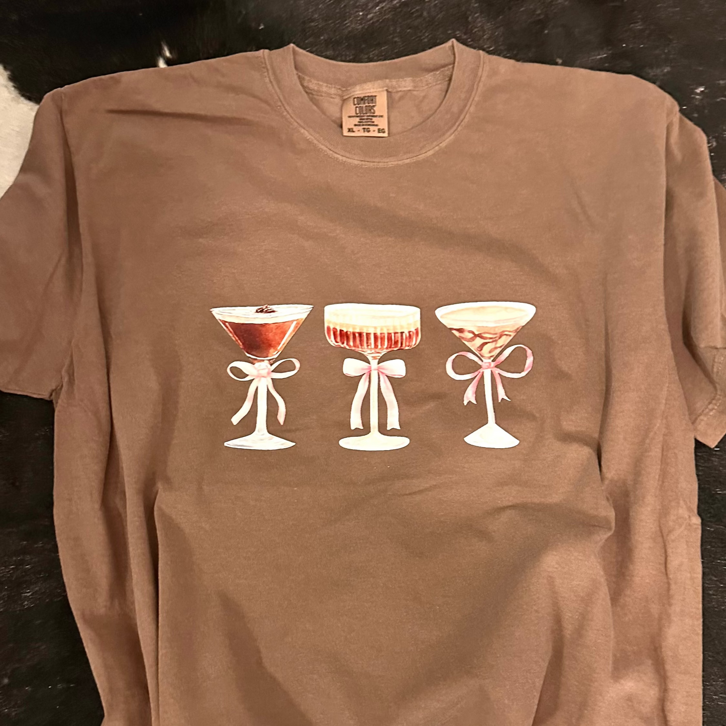 Brown & Pink Bow Martini Tee