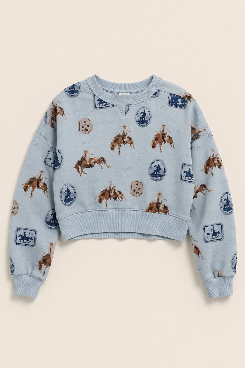Blue Western Sweatshirt Jogger Set