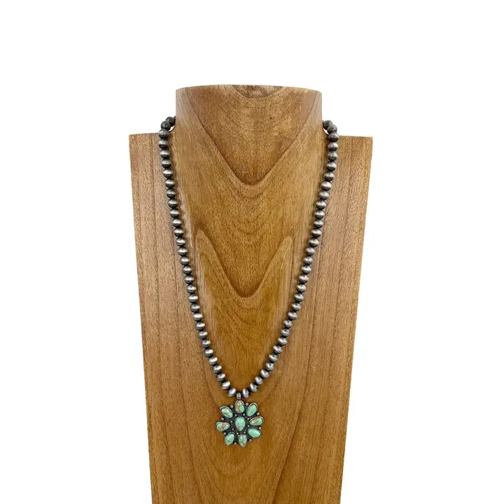 22" Turquoise Cluster Beaded Necklace