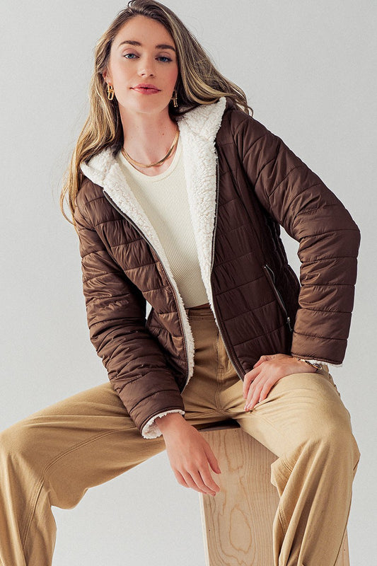 Cocoa Sherpa Fleece Lined Jacket