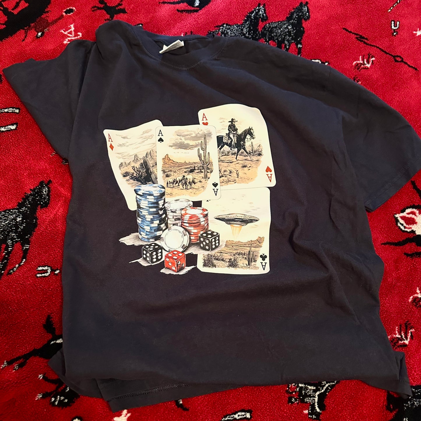 Cowboy Playing Cards Black Tee