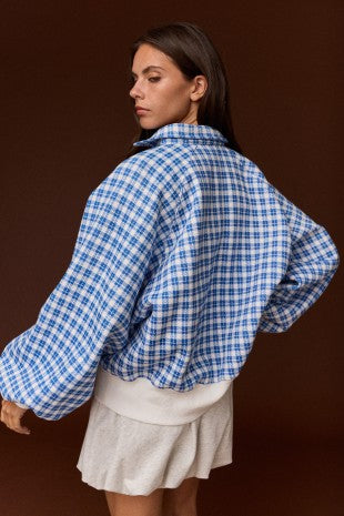 Elora Collar Plaid Button Pullover