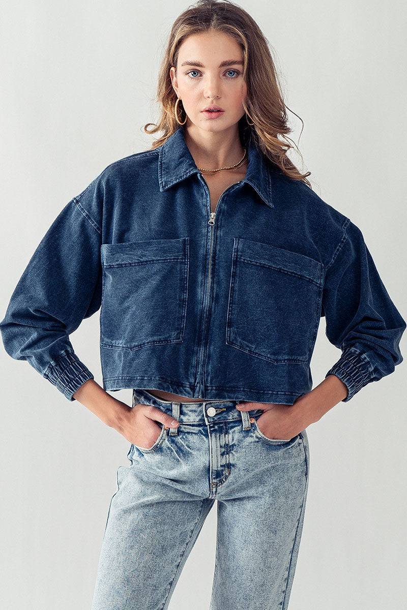 The Raina Denim Crop Jacket