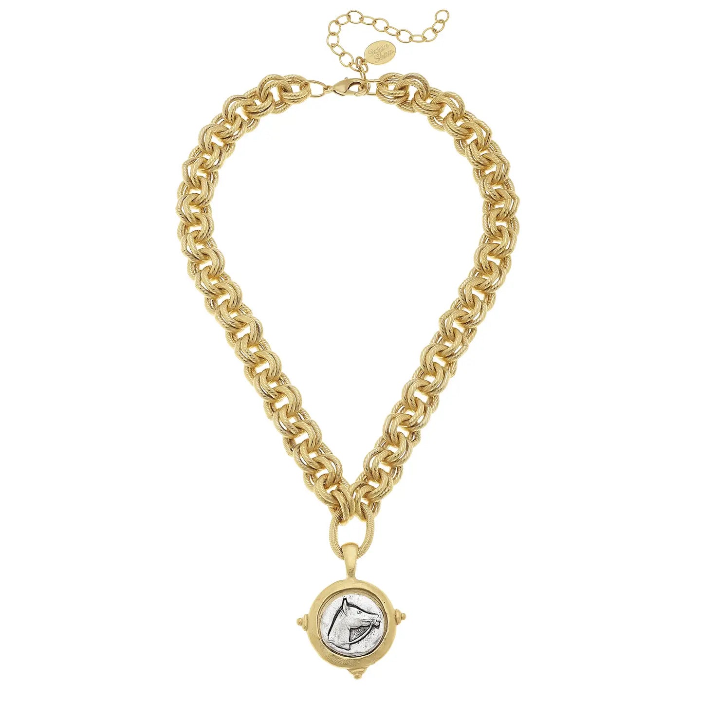Susan Shaw Gold & Silver Intaglio Horse Necklace