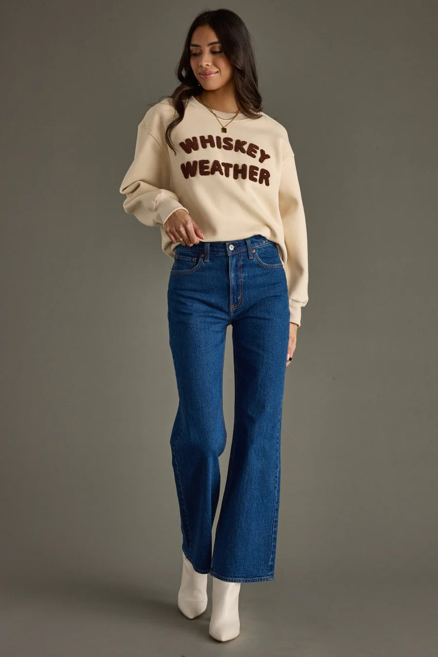 Beige Whiskey Weather Sweatshirt