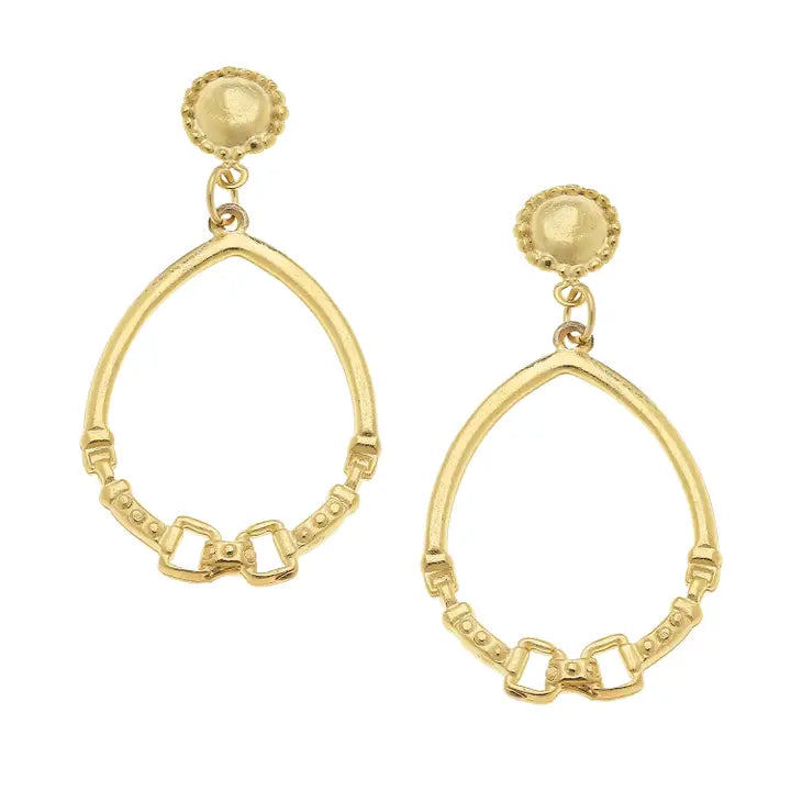 Gold Cab & Horse Bit Earrings