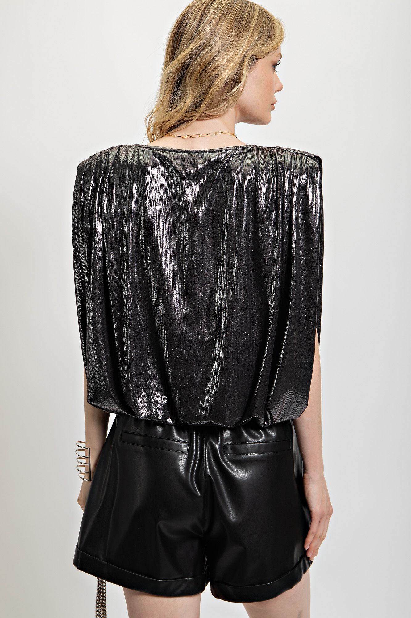 Shiny Satin Foiled Top