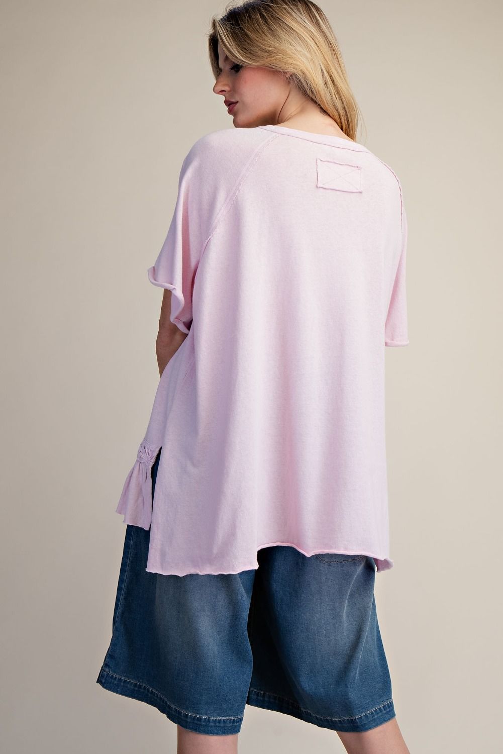 Cotton Pink Ruffle Bottom Tunic Top