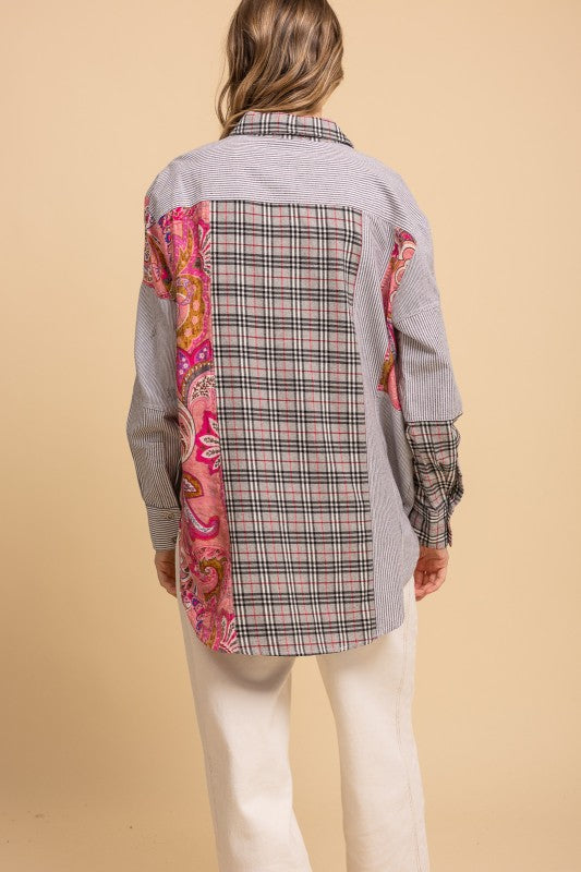 Contrasting Multi Color Panel Shirt