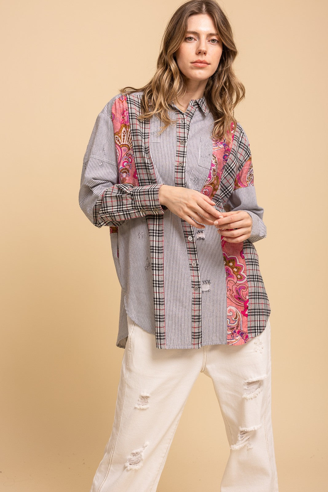 Contrasting Multi Color Panel Shirt