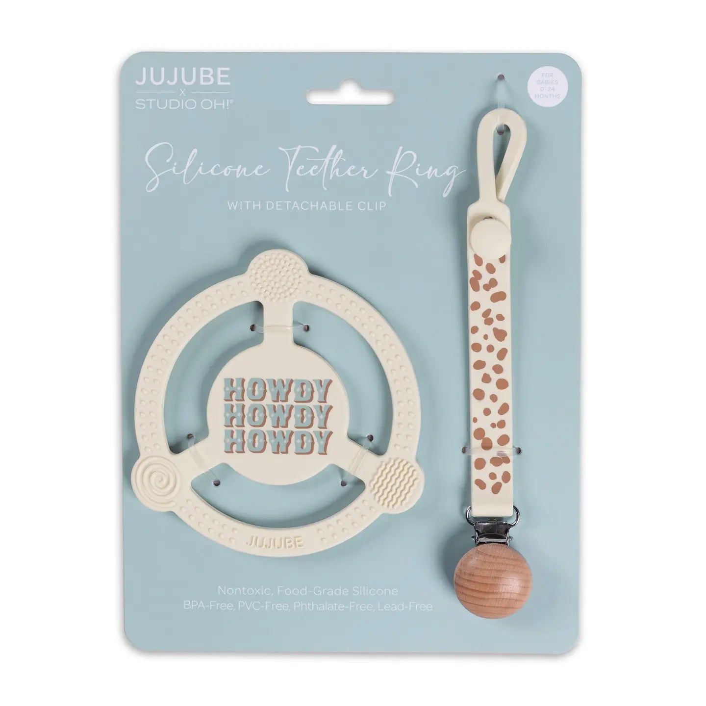 Howdy Partner Silicone Teether Ring & Clip