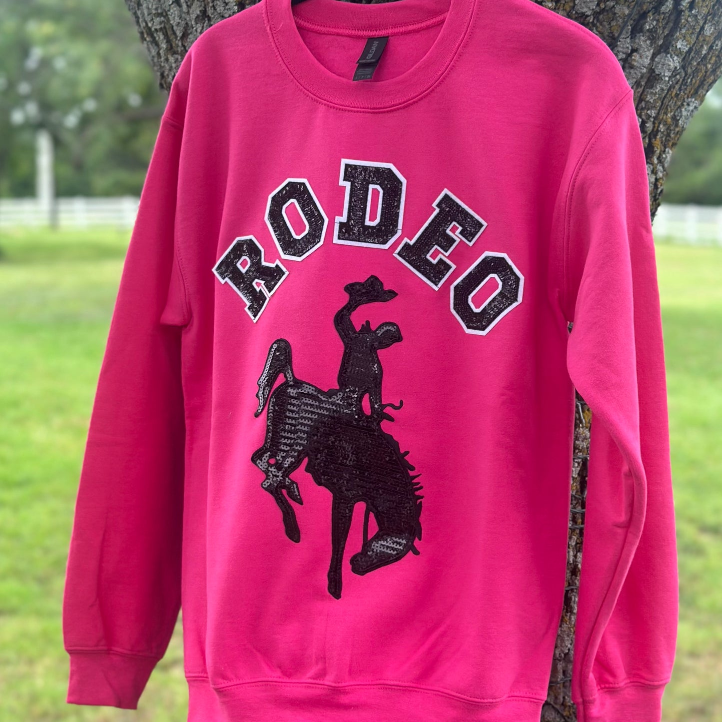 Hot Pink Rodeo Sequin Bronc Sweatshirt
