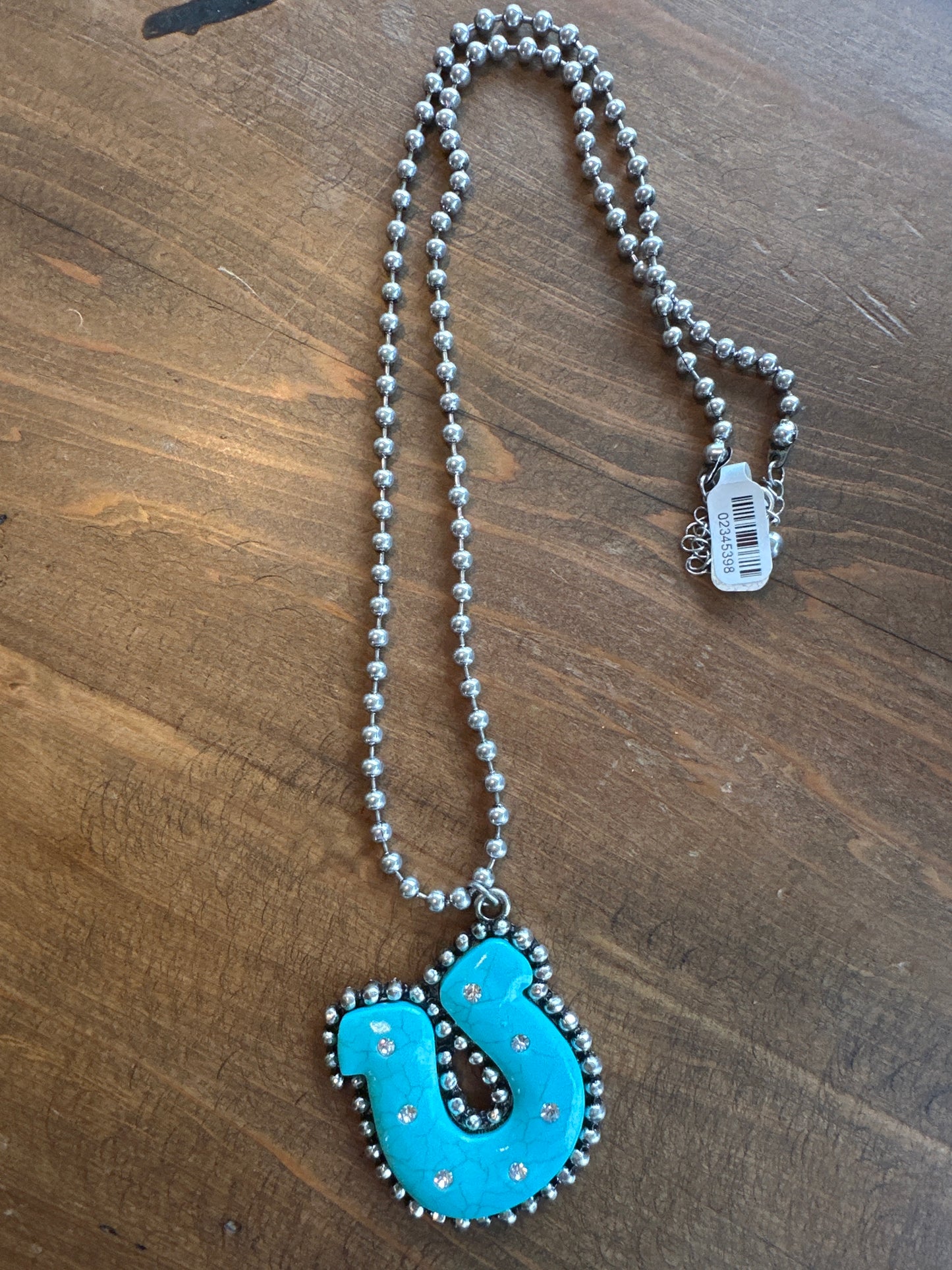 Turquoise & Rhinestone Horseshoe Necklace