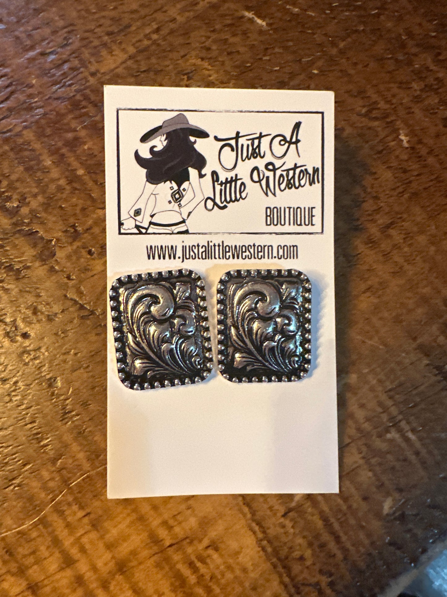Square Tooled Stud Earring
