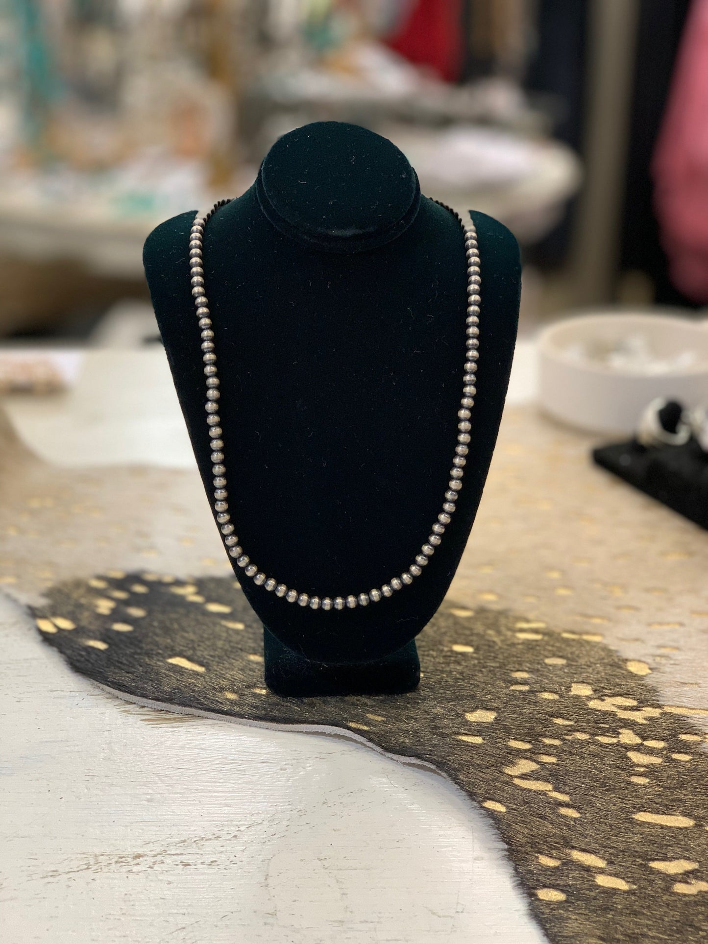 Sterling Silver 4mm Navajo Pearls - 24"