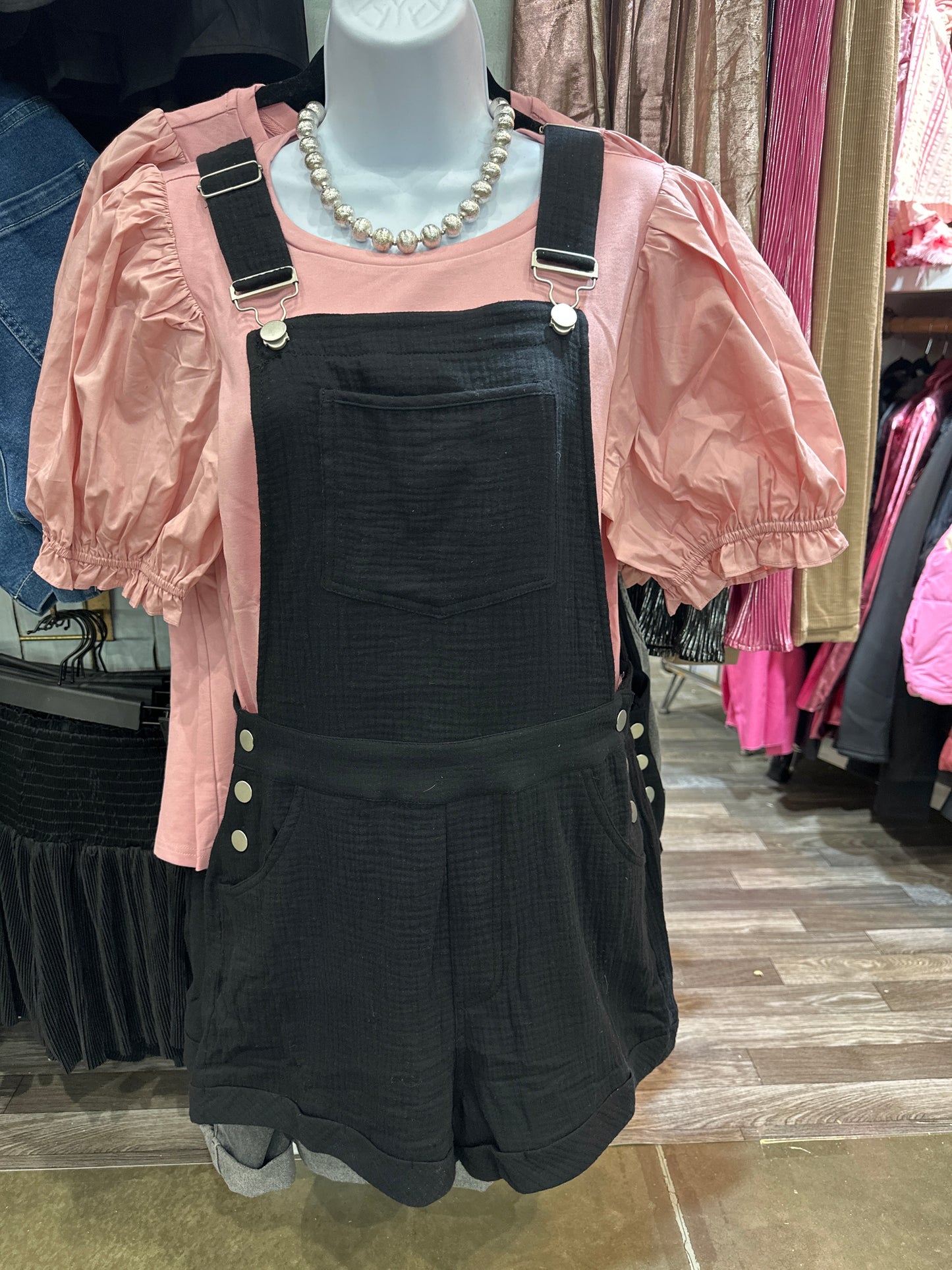 Black Woven Shorts Romper
