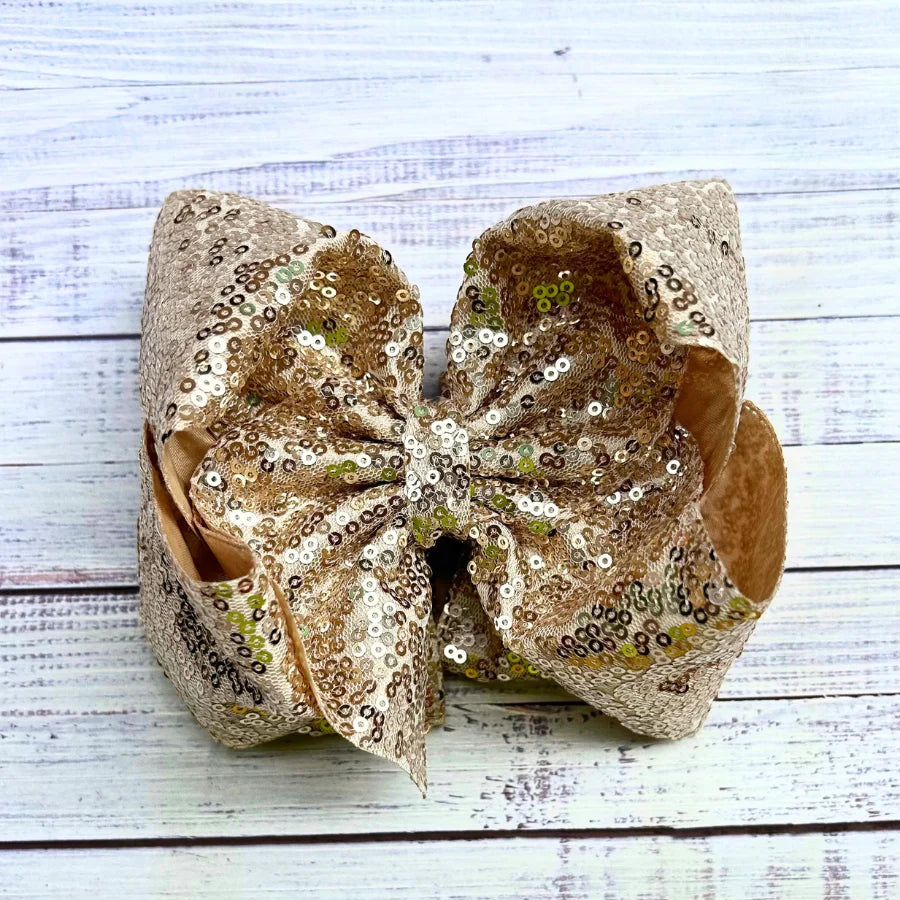 Bronze Glitter 6.5" Double Layer Hair Bow