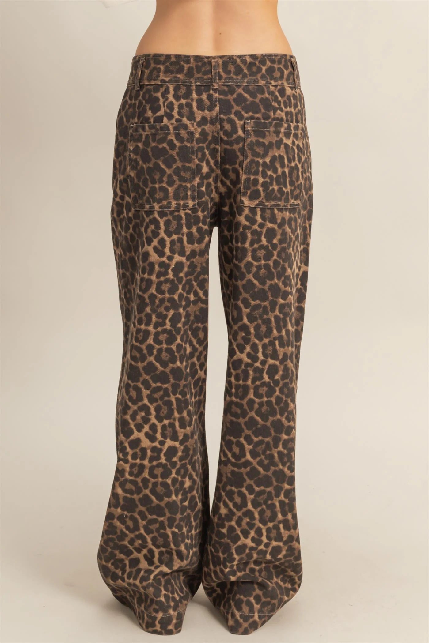 Washed Leopard Print Trousers