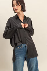 Black Oversized Satin Shirt