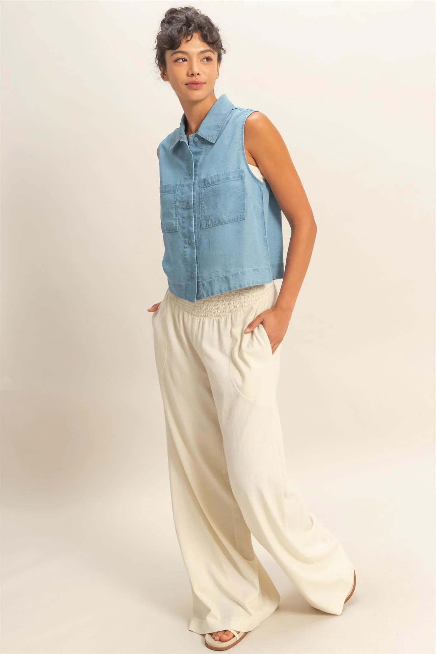 Light Blue Lyocelle Sleeveless Top