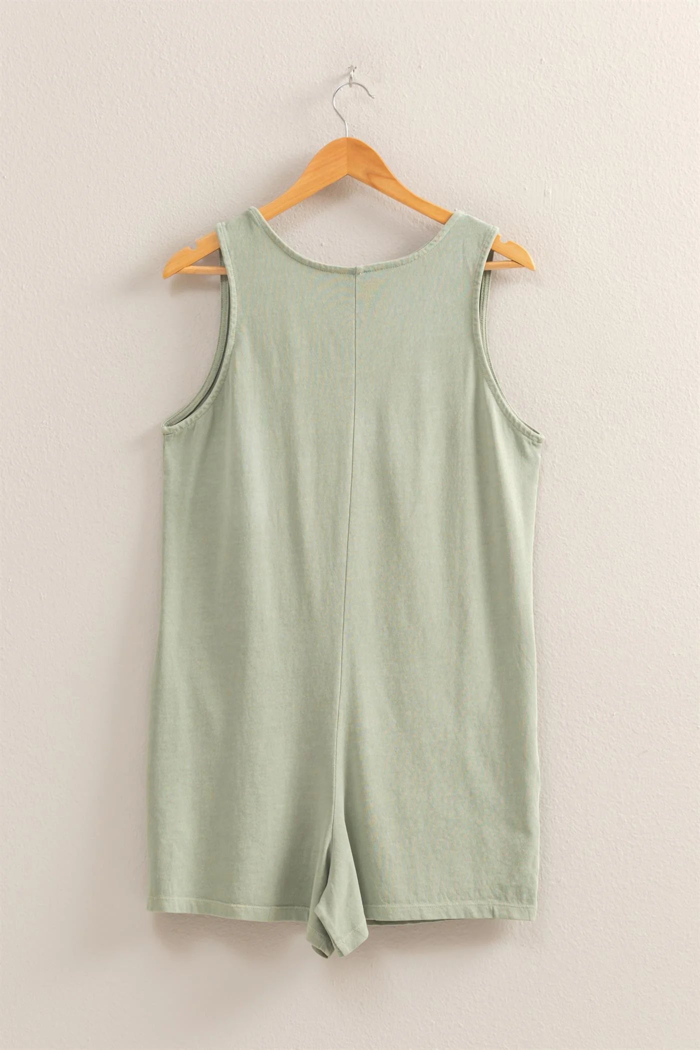 Sage Green Cotton Shorts Romper