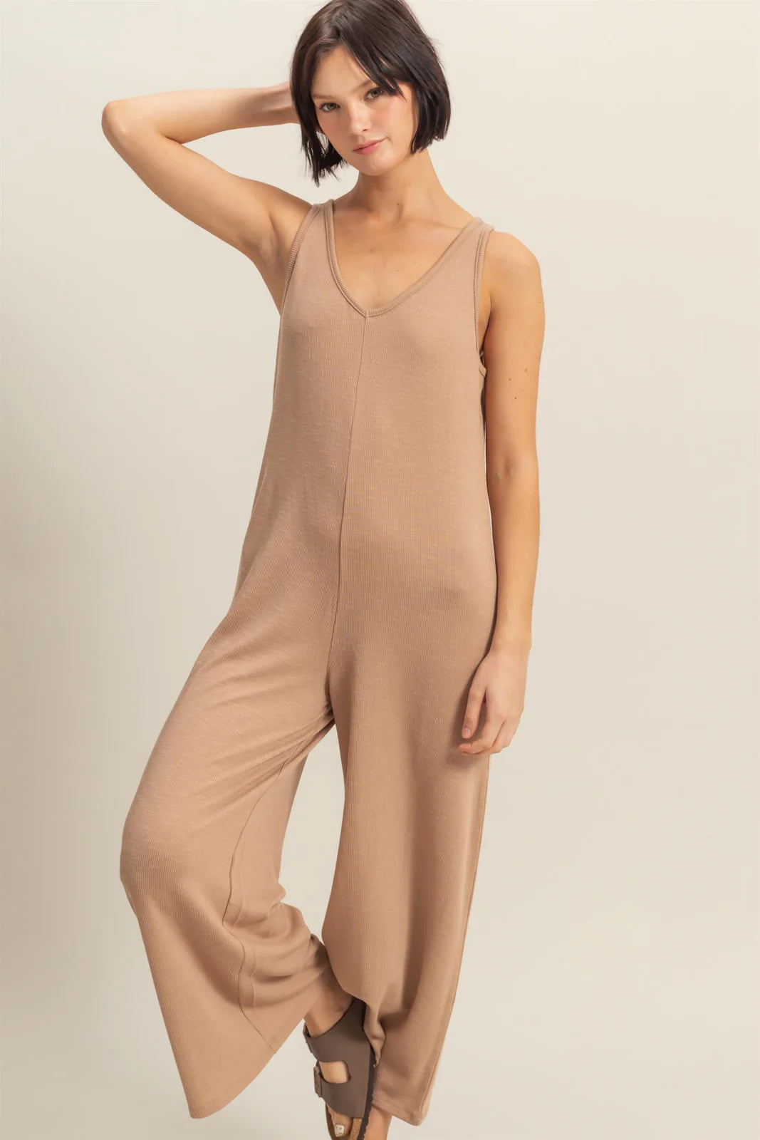 Dark Taupe Sleeveless Romper
