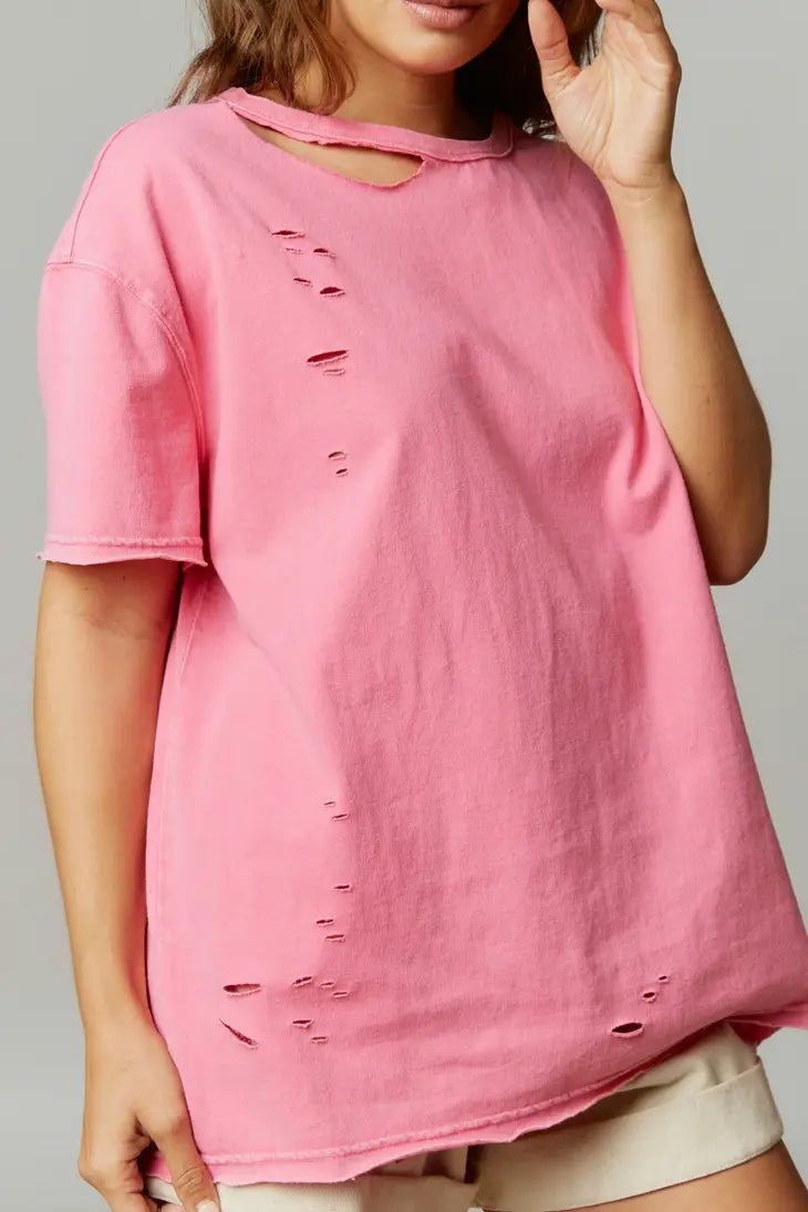 Pink Distressed T-Shirt