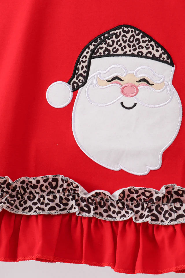 Infant & Girls Red Santa Ruffle Pants Set
