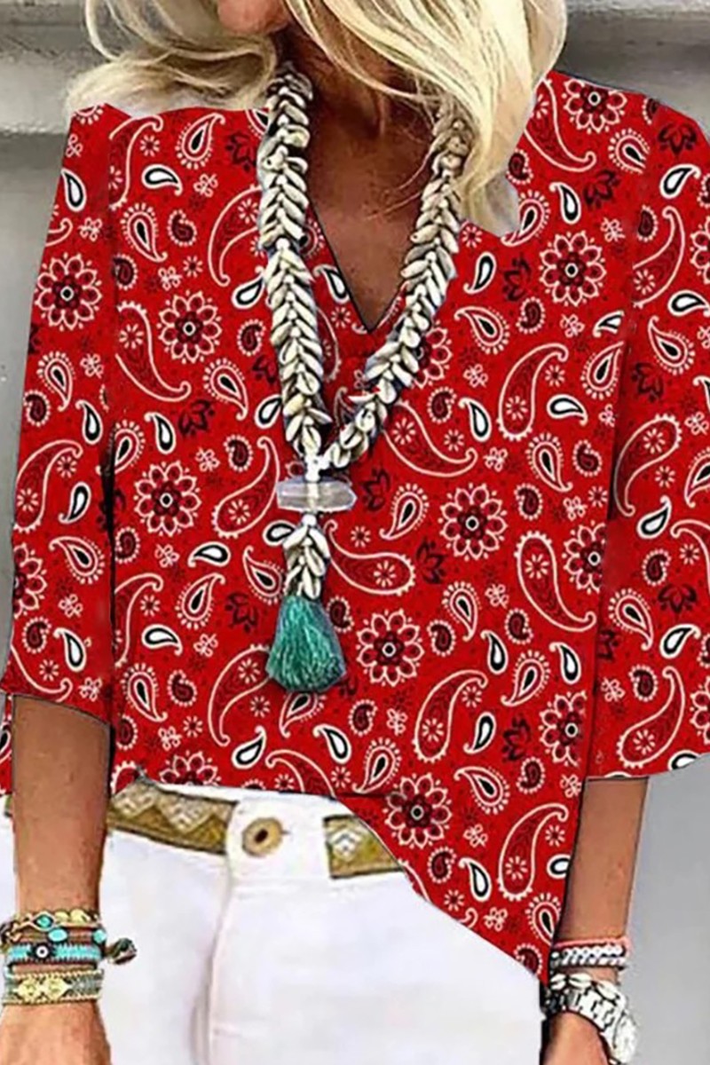 The Lucy Red Paisley Blouse