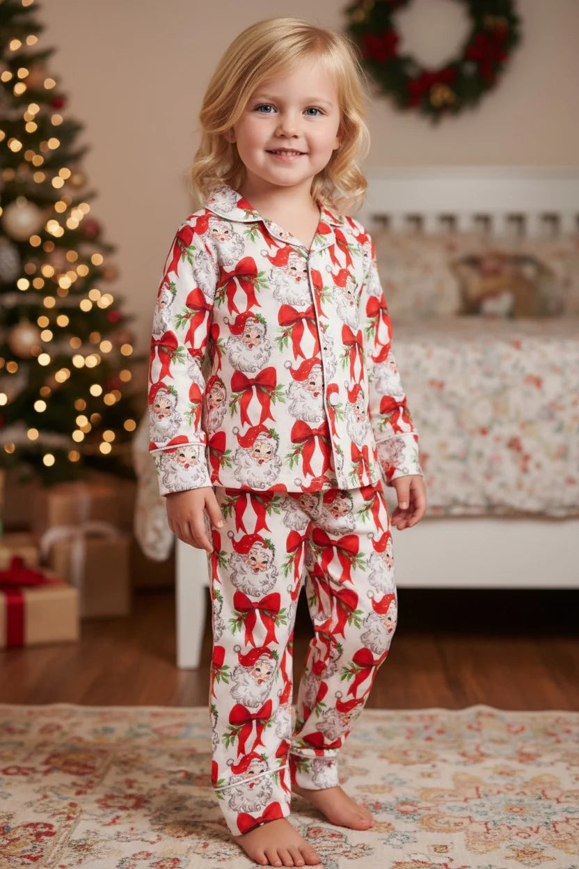 Girls Infant & Toddler Santa & Bow PJ Set