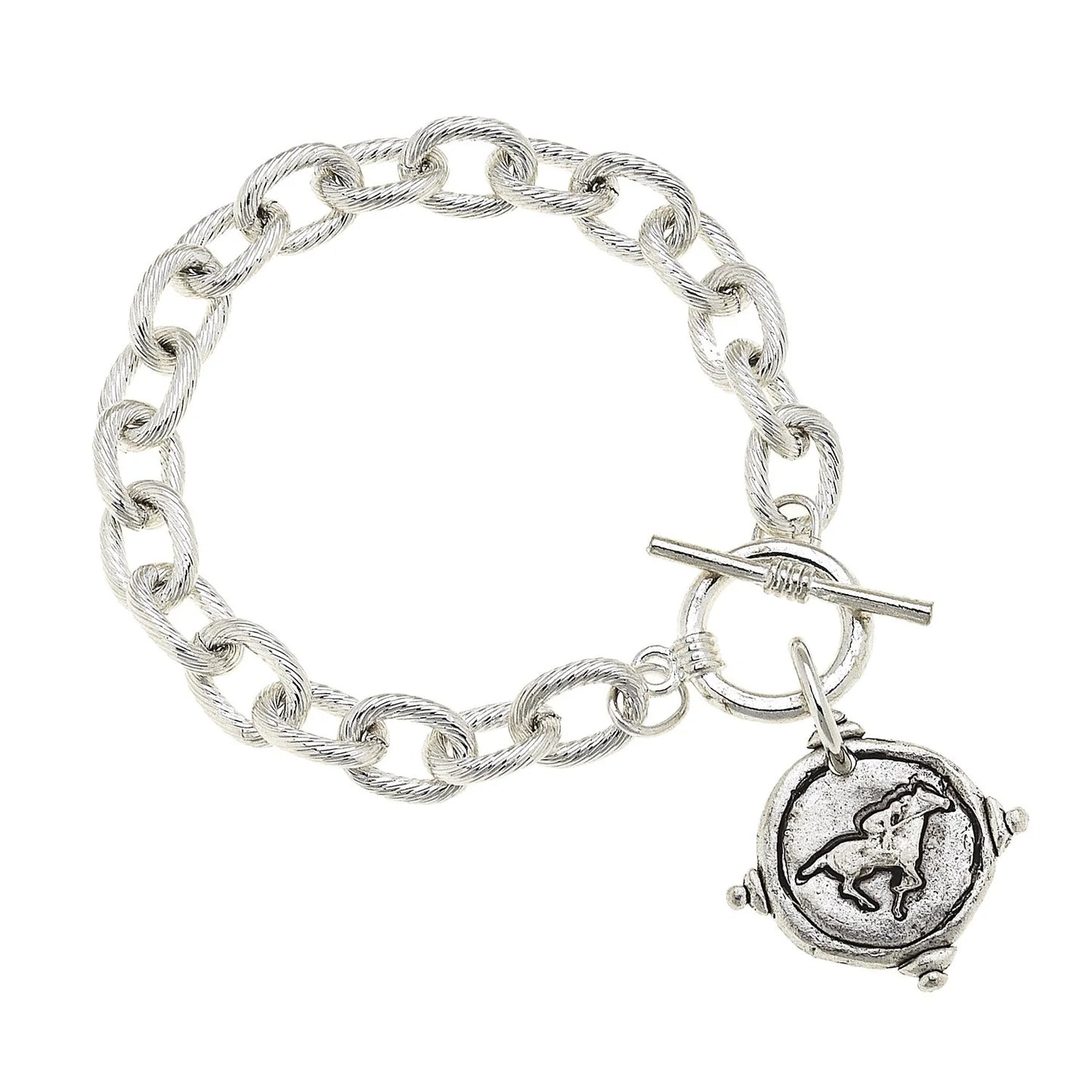 Silver Intaglio Race Horse Bracelet