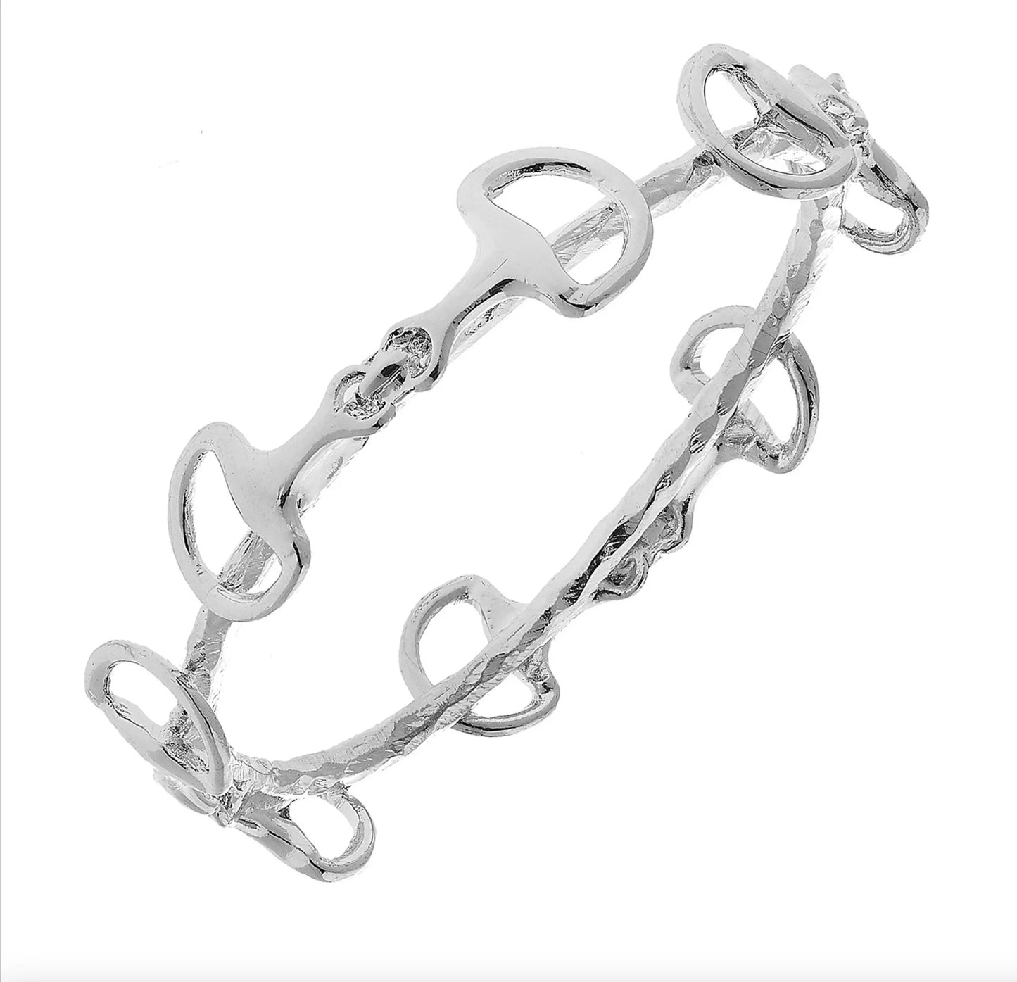 Silver Horse Bit Bangle Bracelet