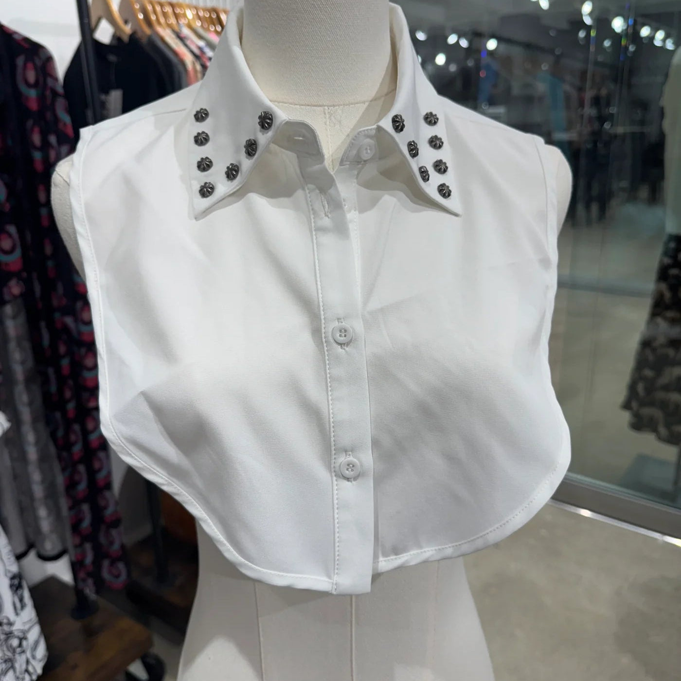 Western White Studded Faux Collar