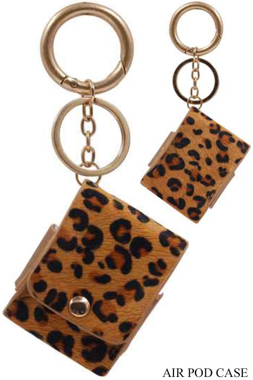 LEOPARD CHEETAH PRINT AIR POD LEATHER CASE