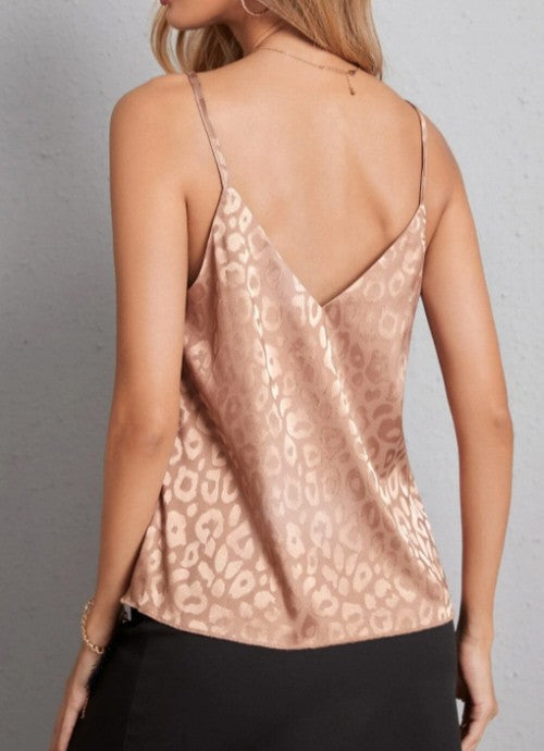 Apricot Leopard Satin Cami