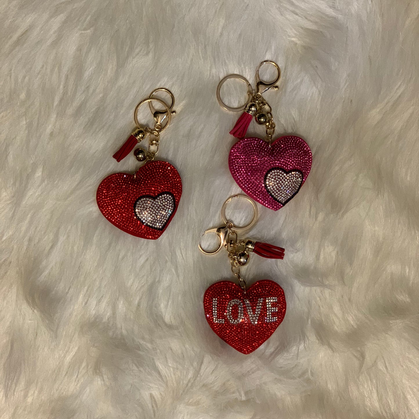 Rhinestone Heart Key Chain/Purse Clips