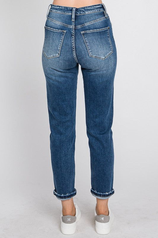Petra Distressed High Rise Mom Jean