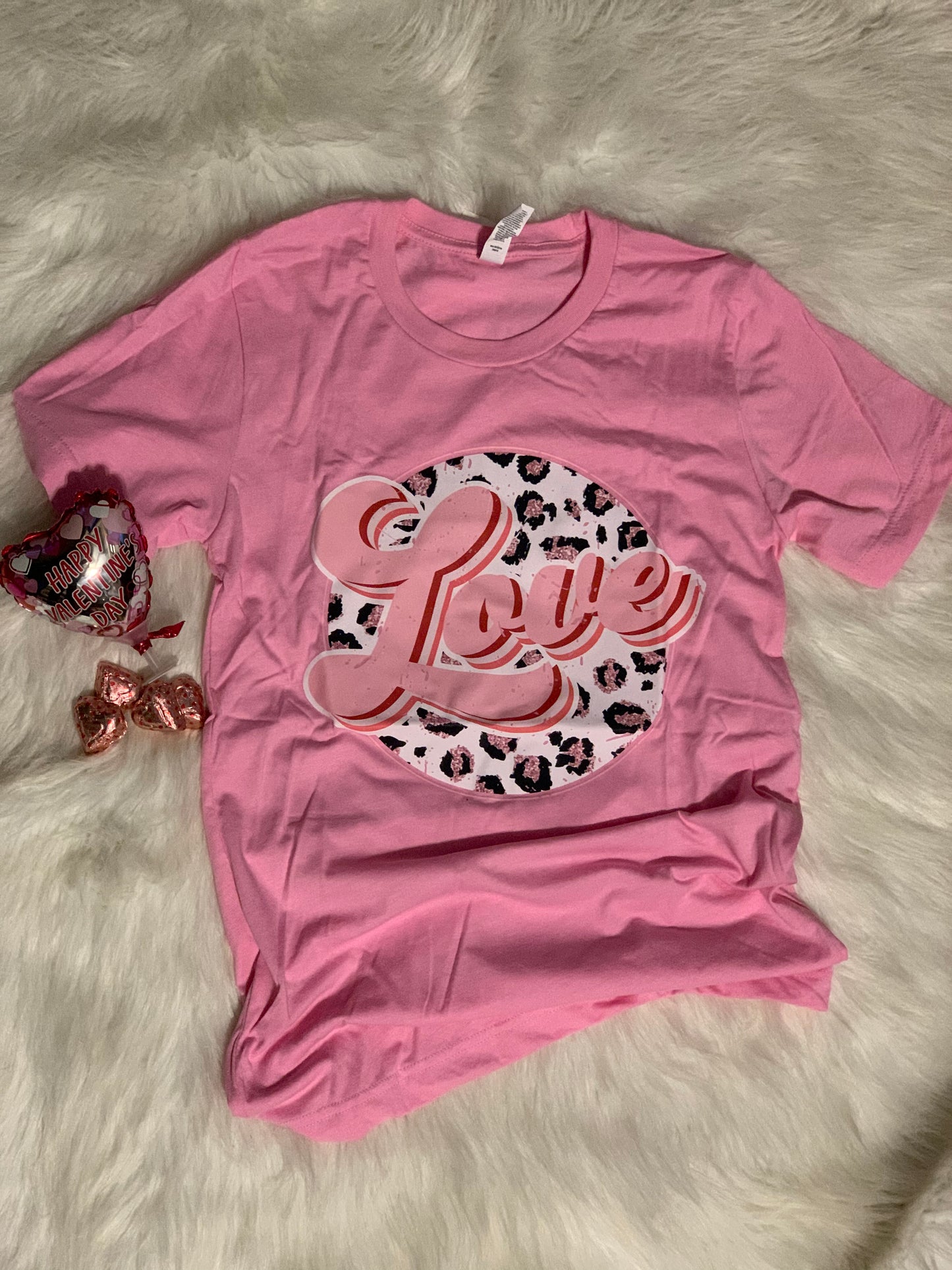 LOVE Pink Leopard Tee