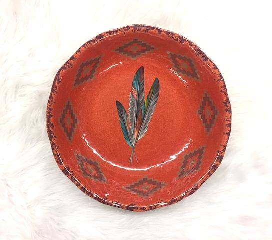 Large Feather Melamine Serving Bowl