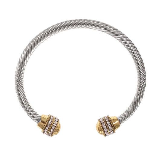 Gold, Silver & Rhinestone Cable Bracelet
