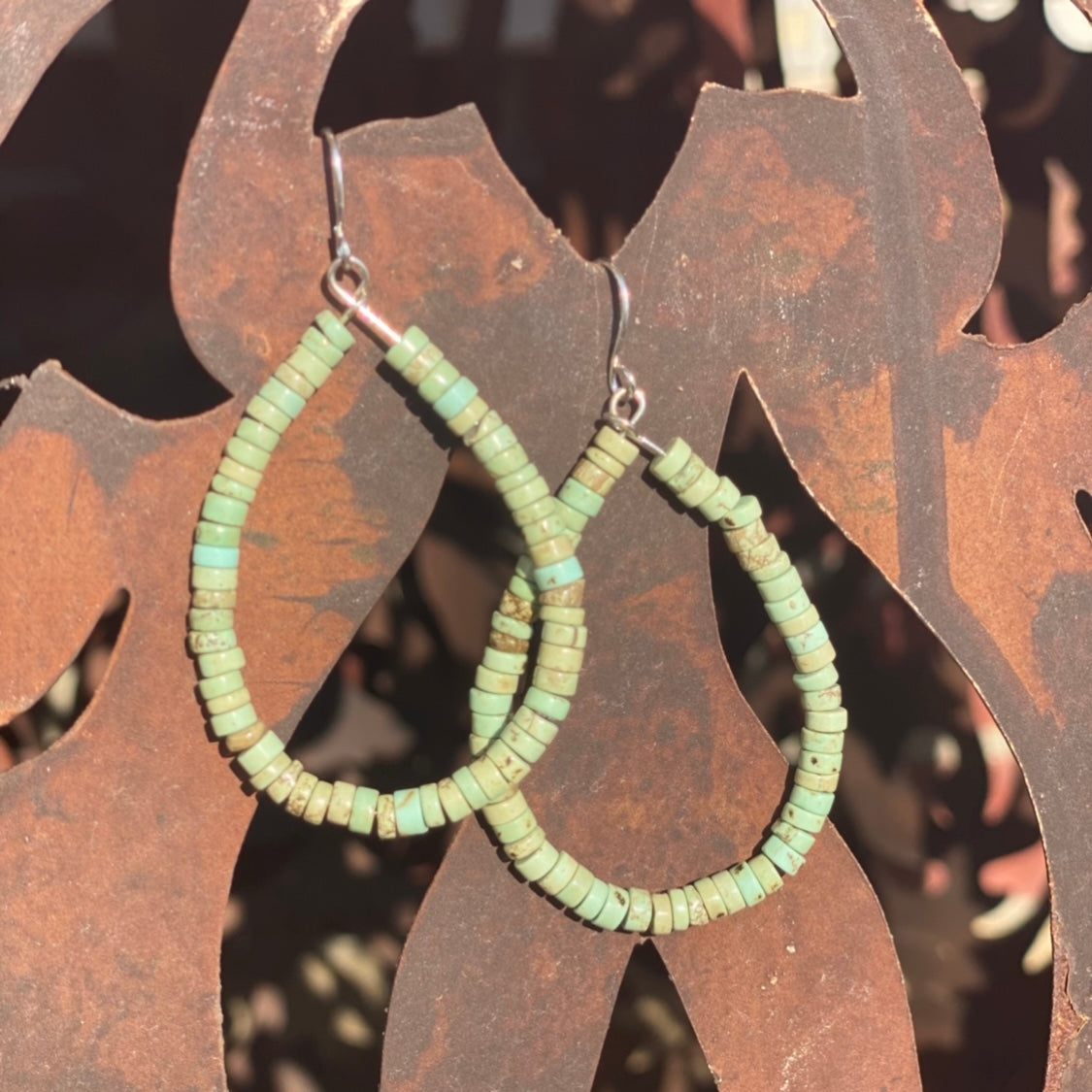 Green Turquoise Teardrop Hoops