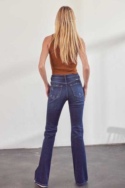 The Kancan High Rise Slightly Distressed Flare Jeans