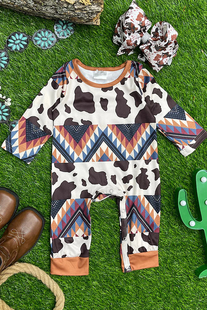 Aztec Cow Print Baby Onesie