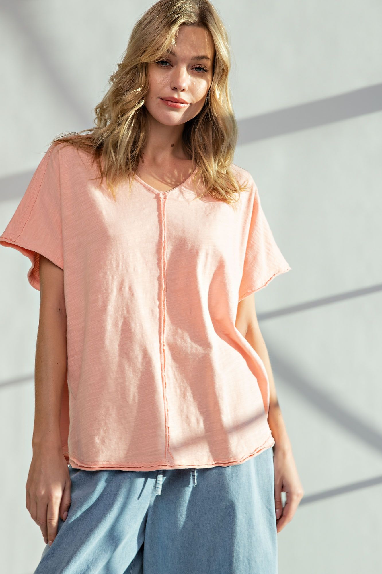 PEACH V NECK TOP