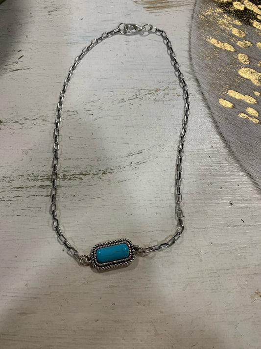Turquoise Bar Necklace 16inch