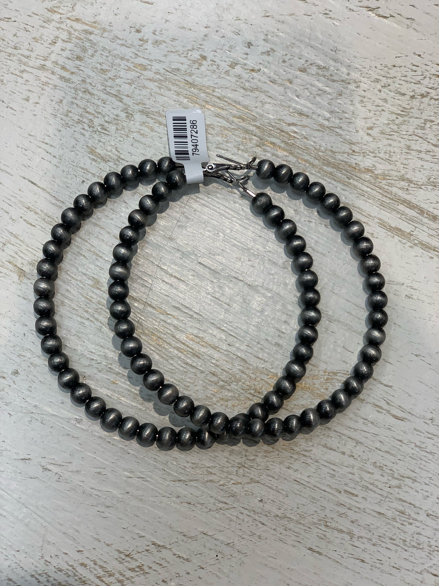 3" Silver Pearl Hoops