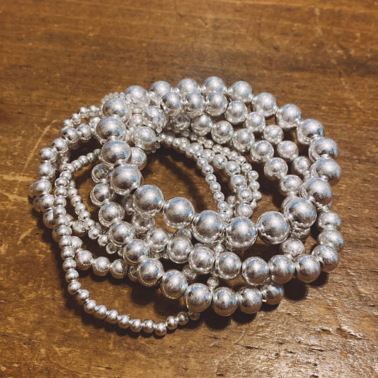 7 Strand Distressed Silver Bracelet Set